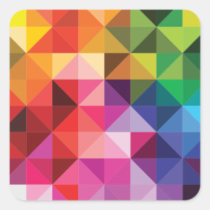 Rainbow Triangles Geometric Modern Fyrkantigt Klistermärke