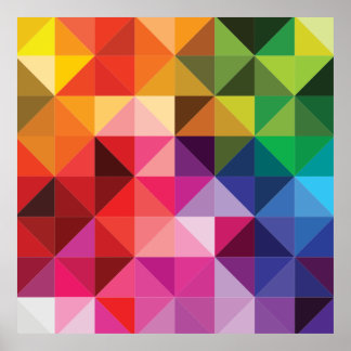 Rainbow Triangles Geometric Modern Poster