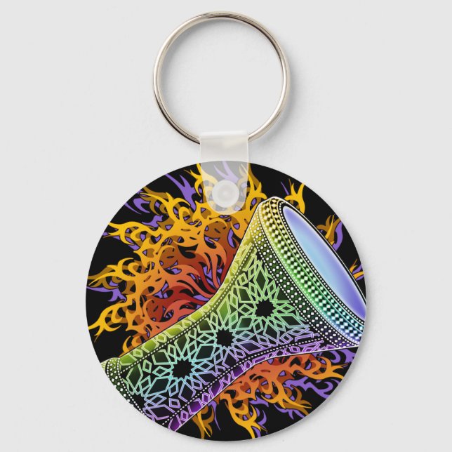 Rainbow Tribal Doumbek Nyckelring (Framsida)