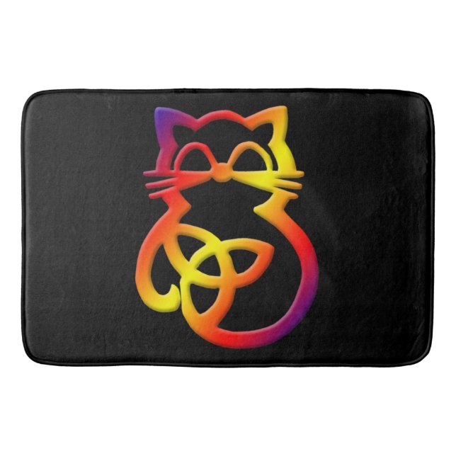 Rainbow Trinity Knot Celtic Cat Bath Mat Badrumsmatta (Framsidan)