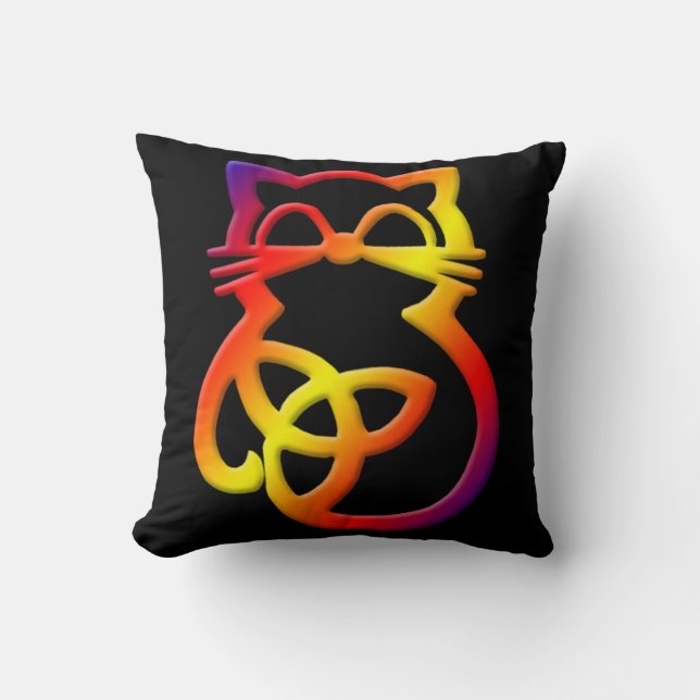 Rainbow Trinity Knot Celtic Cat Dekorativ kudde (Framsida)