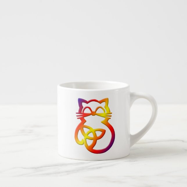 Rainbow Trinity Knot Celtic Cat Espresso Mugg Espressomugg (Höger)