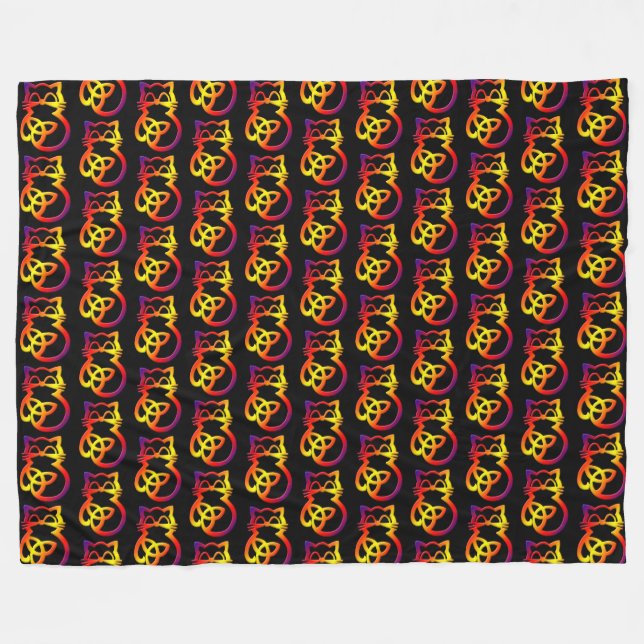Rainbow Trinity Knot Celtic Cat Fleece Blanket (Framsidan (Horisontell))