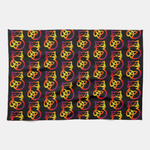 Rainbow Trinity Knot Celtic Cat Kitchen Towel Kökshandduk