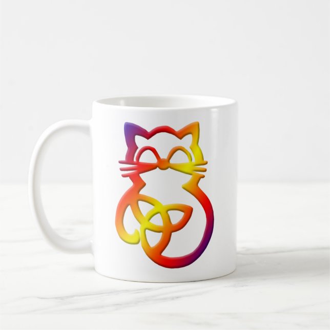 Rainbow Trinity Knot Celtic Cat Mugg (Vänster)