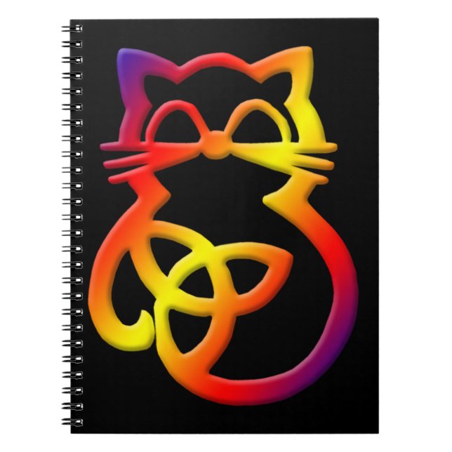 Rainbow Trinity Knot Celtic Cat Notebook Anteckningsbok Med Spiral (Framsidan)