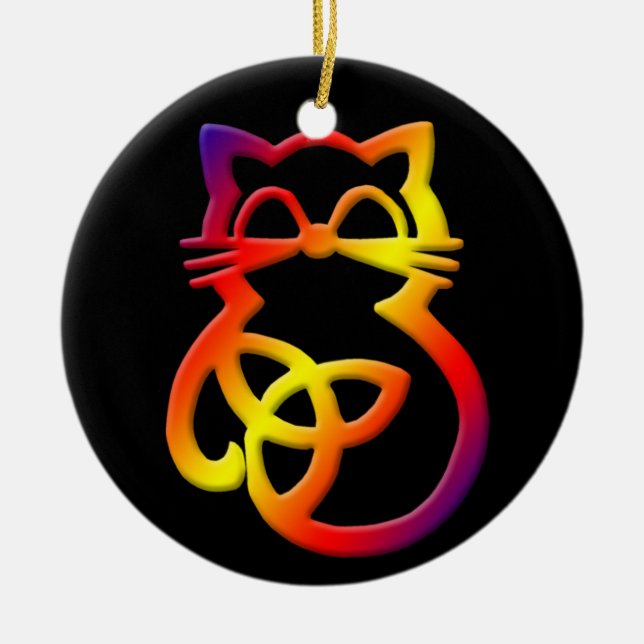 Rainbow Trinity Knot Celtic Cat Ornament (Framsidan)