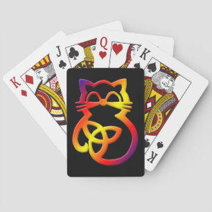 Rainbow Trinity Knot Celtic Cat Spelkort