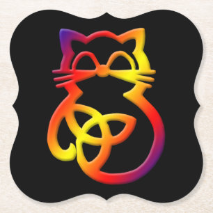Rainbow Trinity Knot Celtic Cat Underlägg Papper