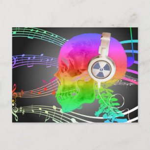 Rainbow Trippy Skull Music Psychedelic Dance Party Inbjudan Vykort