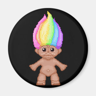 Rainbow Troll, pixelkonst, kawaii, vaporwave, nost Magnet