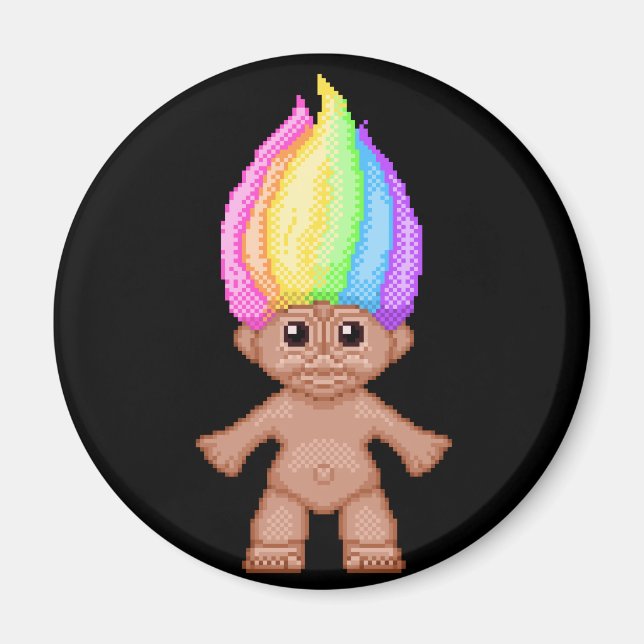 Rainbow Troll, pixelkonst, kawaii, vaporwave, nost Magnet (Framsidan)