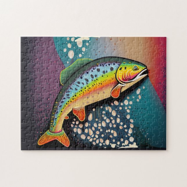 Rainbow Trout Fish Jigszle Puzzle Games för barn Pussel (Horisontell)