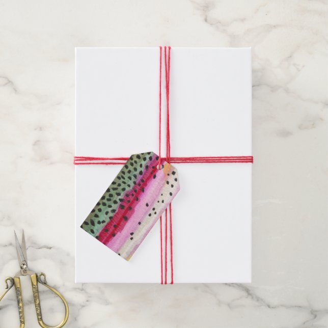 Rainbow Trout Fishermen Presentetikett (Med Snöre)