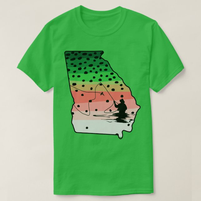 Rainbow Trout Fly Fish Georgia Flygfiske Fisherm T Shirt (Design framsida)