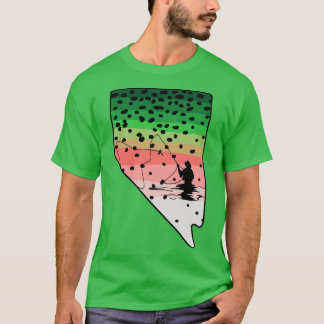 Rainbow Trout Fly Fish Nevada State Karta Fly Fish T Shirt