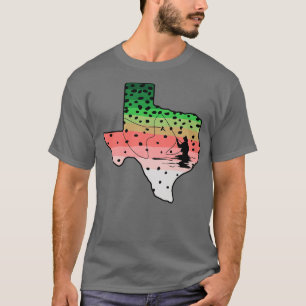 Rainbow Trout Fly Fish Texas State Karta Flygfiske T Shirt