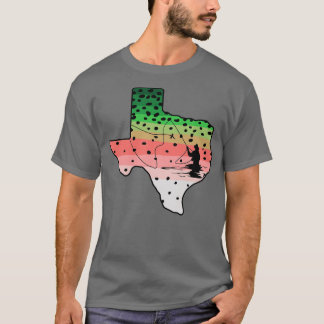Rainbow Trout Fly Fish Texas State Karta Flygfiske T Shirt