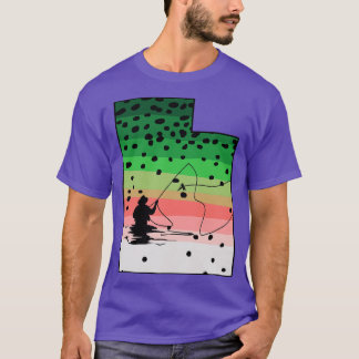 Rainbow Trout Fly Fish Utah State Karta Flygfiske T Shirt