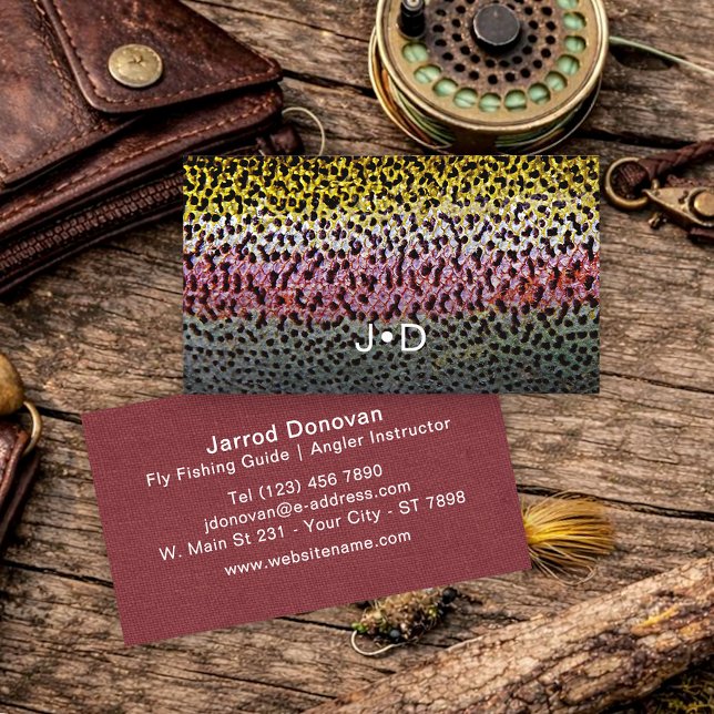Rainbow Trout Fly Fishing Instructor Outdoor Guide Visitkort (Skapare uppladdad)