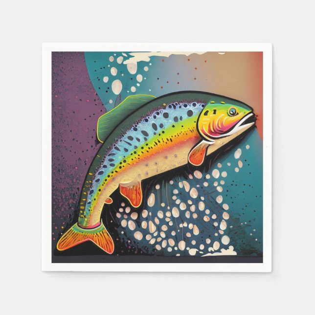 Rainbow Trout Flygfiske Papper Napkins Pappersservett (Framsidan)
