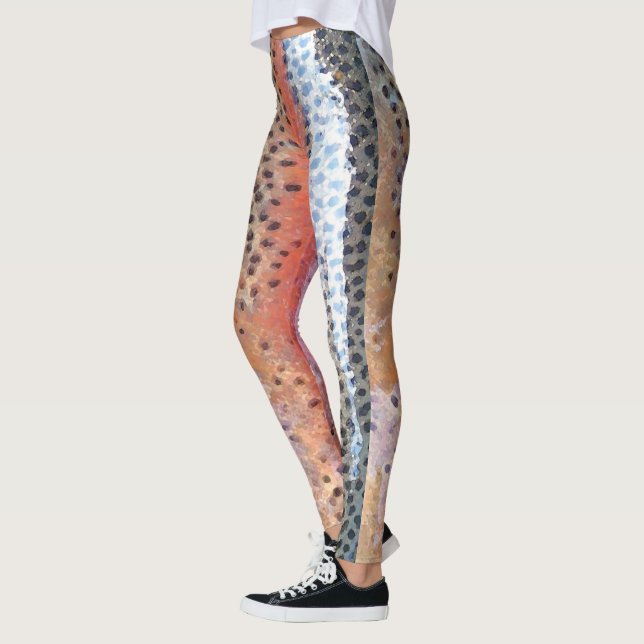 Rainbow Trout Skin Abstrakt Mönster Leggings (Vänster)