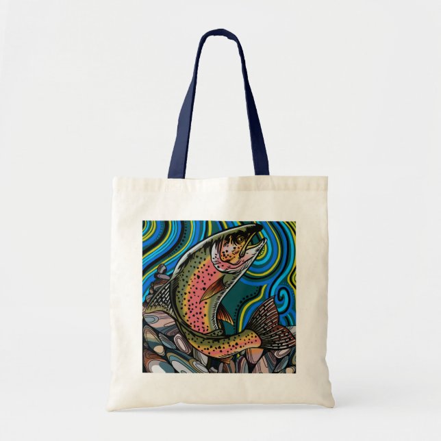 Rainbow Trout Tote Bag Tygkasse (Framsidan)