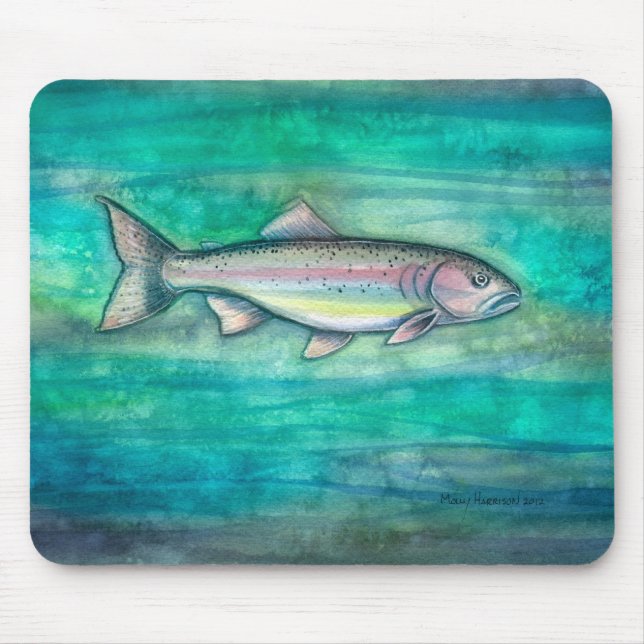 Rainbow Trout Wildlife Art Mousepad Musmatta (Framsidan)