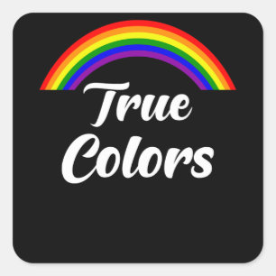 Rainbow True Färg Fyrkantigt Klistermärke