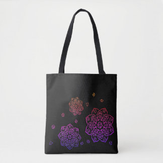 Rainbow Tumbling Dice Mandala Tote Tygkasse
