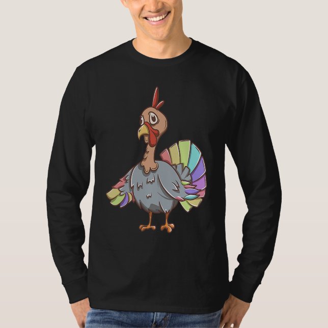 Rainbow Turkey Happy LGBTQ Turkey Gay Thanksgiving T Shirt (Framsida)