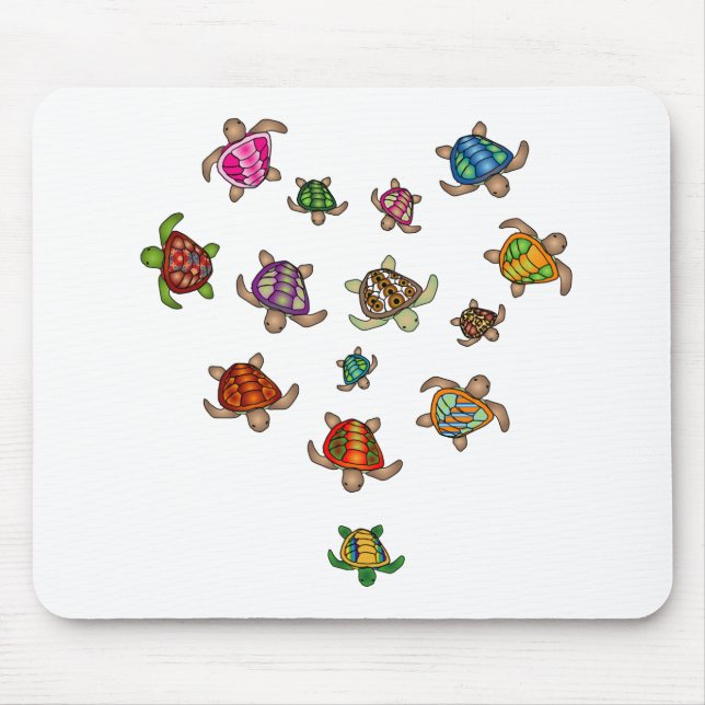 Rainbow Turtle Heart Mousepad Musmatta (Framsidan)
