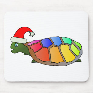 Rainbow Turtle med Santa Hat Musmatta