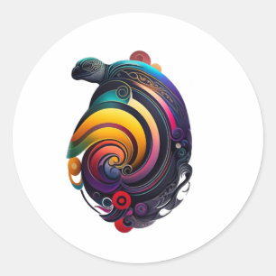 Rainbow Turtle Runt Klistermärke