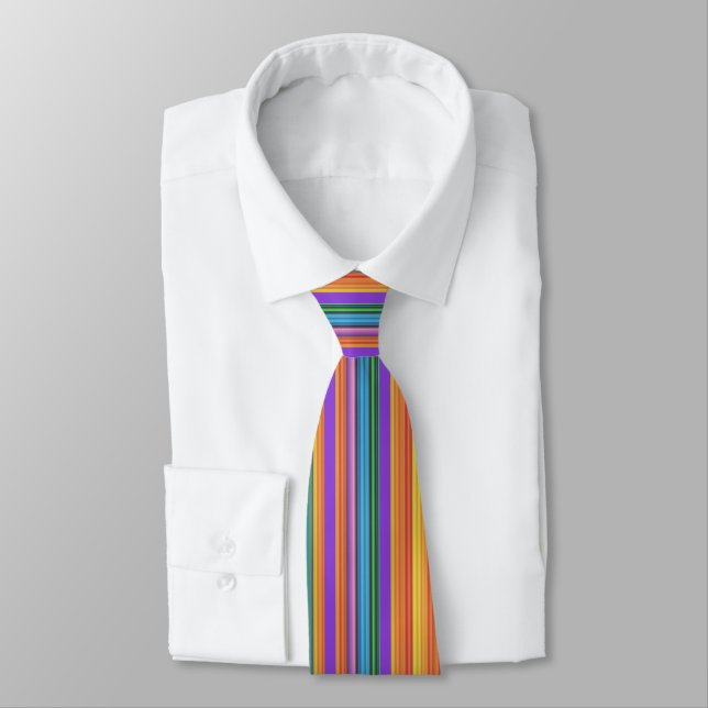 Rainbow Tutti Fruiti Stripe Necktie Slips (Bunden)