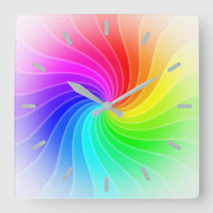 Rainbow Twirl Fyrkantig Klocka