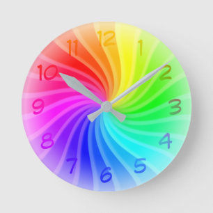 Rainbow Twirl Rund Klocka