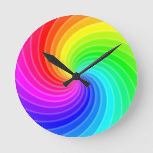 Rainbow Twirl Rund Klocka