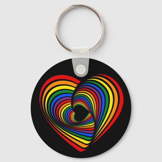 Rainbow Twist Heart Nyckelring (Framsida)