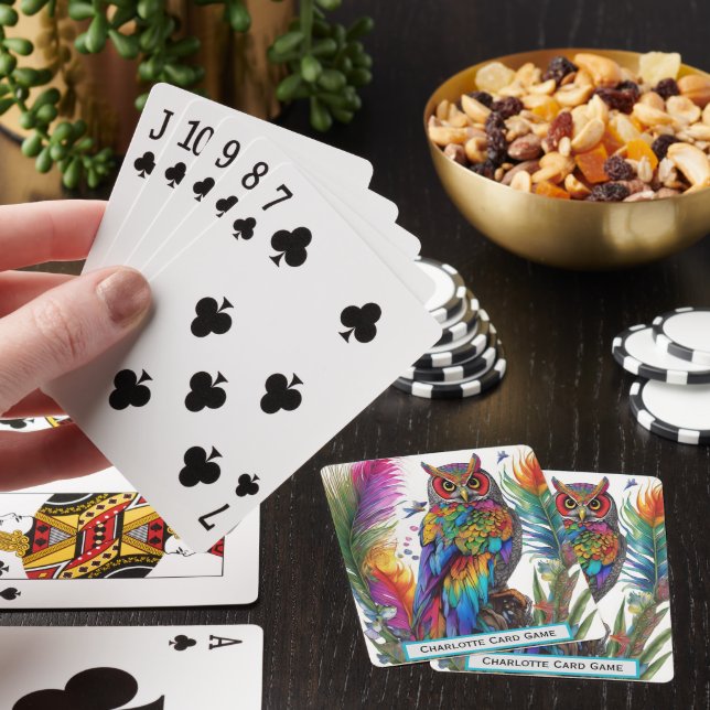 Rainbow Uggla Amidst Feathers Monogram Go Fish Gam Casinokort (På plats)