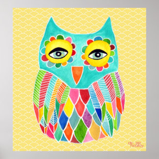 Rainbow Uggla Art Girls Room Poster