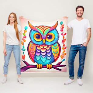 Rainbow Uggla Perch Art Fleecefilt