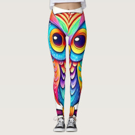 Rainbow Uggla Perch Art Leggings
