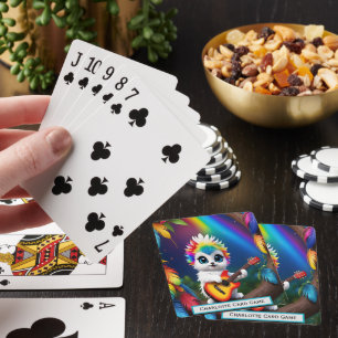 Rainbow Uggla spelar Guitar Monogram Go Fish Game Casinokort