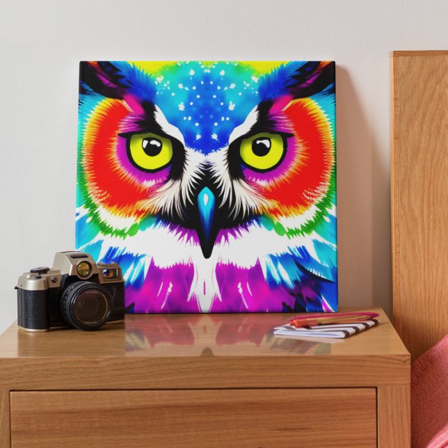 Rainbow Uggla Stretched Canvas (This colorful owl canvas would make a wonderful addition to any home! )