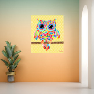 Rainbow Uggla Wall Art Girls Room Poster