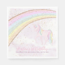 Rainbow Unicorn 1st Birthday Girls Pastel Pappersservett