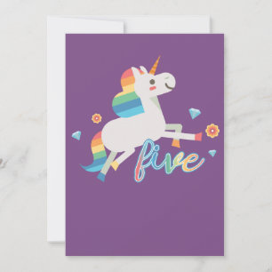 Rainbow Unicorn 5:e födelsedagshälsningskort Tack Kort