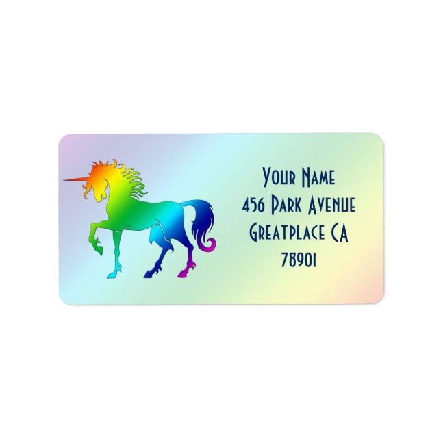 Rainbow Unicorn-adressetikett Adressetikett (Framsidan)