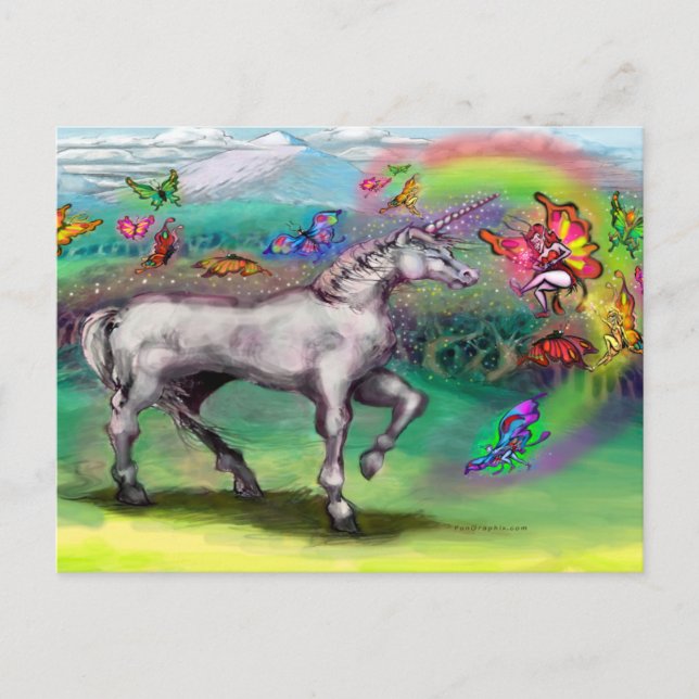 Rainbow Unicorn Älvas Vykort (Framsida)